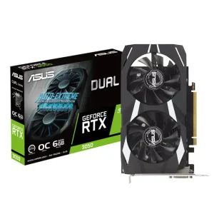 TARJETA DE VIDEO ASUS GEFORCE RTX 3050 DUAL OC 6GB GDDR6 (90YV0K60-M0AA00) GEFORCE NVIDIA 96 BITS, 2 VENTILADORES